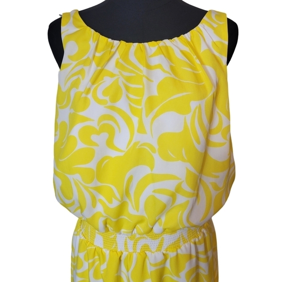 Ann Taylor Yellow Floral Sleeveless Printed Maxi Dress Size 12 - Picture 3 of 6